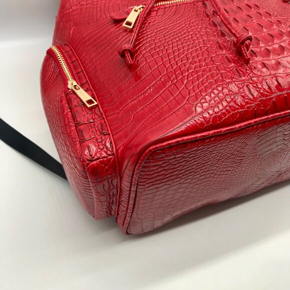 Exculuxe Red Croc Embossed Vegan Leather Windsor Backpack main image 8
